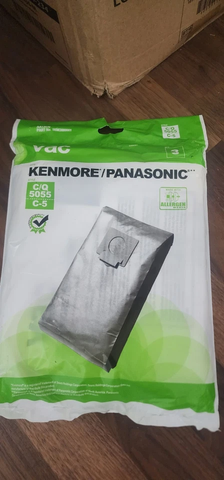 Bolsas para aspiradora Kenmore/Panasonic C/Q 5055 C-5 alérgeno AA10007 1 paquete 3 bolsas Foto 1 de 1