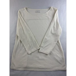 Talbots Womens Cream Textured Knit 3/4 Sleeve Boat Neck Top Shirt Size S - Picture 1 of 5