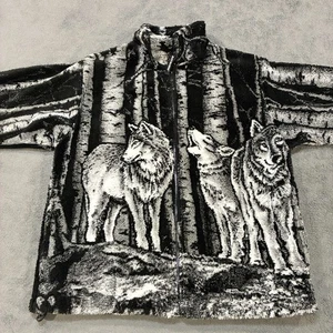 Giacca maglione pile zip intera nero montagna bianco uomo taglia media - Foto 1 di 10