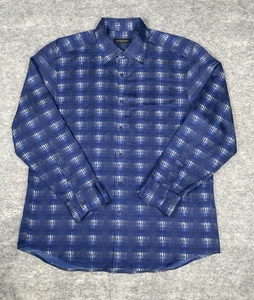Jhane Barnes Shirt Mens XL Silk Blend Abstract Geometric Striped Long Sleeve - Picture 1 of 7