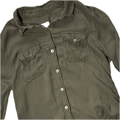 Camisa Abercrombie Niños Verde Oliva Abotonada Grande Utilitaria Top Informal Foto 1 de 4