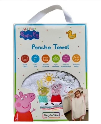 My First Peppa Pig Poncho Towel Hooded 100% Cotton - BRAND NEW - Image 1 of 4