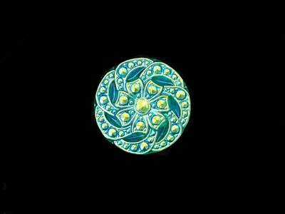 Botón de vidrio checo 27 mm verde azul carnaval brillante AB con vástago de vidrio Foto 1 de 2