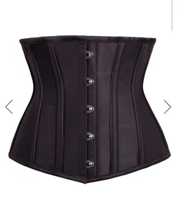 Corsetto Story nero classico acciaio disossato jet nero corsetto sottobusto taglia 10 UK - Foto 1 di 10