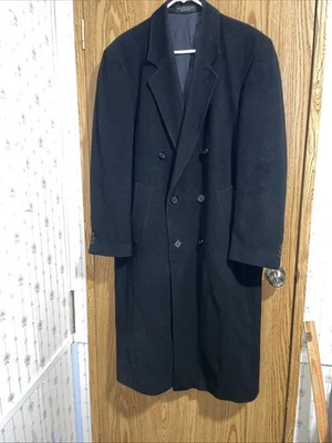 Vintage Cricketeer Cashmere Coat Mens 40R Black Trench Cashmere double breasted - Image 1 of 4