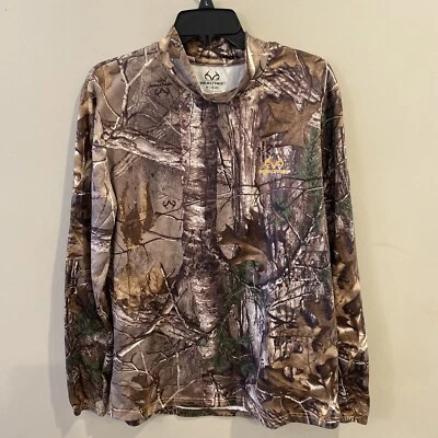 Realtree Mens Turtleneck Hardwood Camo Long Sleeve Hunting T-Shirt Med Polyester - Image 1 of 4