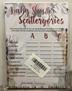 Baby Shower Scattergories Game Cards Pack Of 30 • Jungle Animal Babies w/Roses - Picture 1 of 4