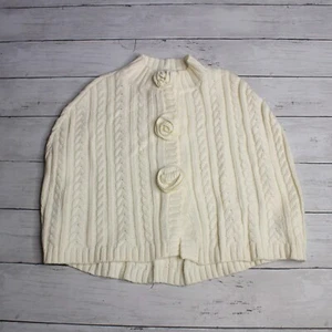 Maggie & Zoe Girl's Cable Knit Sweater Poncho Cape Size M 5 6 Ivory - Picture 1 of 9