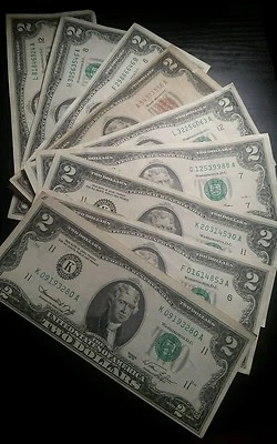 ✯LOT of 10 MIXED Lightly Circulated $2 Bill 1976-2017 RARE Two Dollar Note Fancy - Image 1 of 4