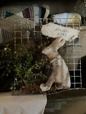 Primitive~Grungy~Farmhouse Easter ~Spring ~Rabbit On Wire Shelf ~Wall Decoration