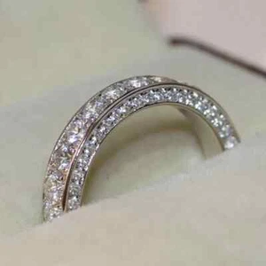 925 Sliver Filled Ring Women's 2Ct Round Lab Created White Plated - Picture 1 of 5