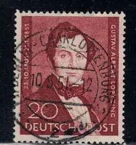 German Occupation Sc. #9N69 Used Albert Lortzing 1951 Red Brown HCV $35 ~ D2851 - Picture 1 of 2