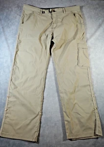 Prana Breathe Pants Mens 38x30 Tan Standard Fit Stretch Fish Hike Climb Cargo - Picture 1 of 14