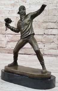 Handmade BRONZE Flower Thrower Statue by Banksy Unknow Artist Gift Figure - Picture 1 of 10