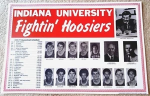 RARE INDIANA UNIVERSITY HOOSIERS 1976-77 MEN'S BASKETBALL POSTER/SCHED - CHAMPS! - Picture 1 of 1
