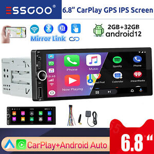 Android 12 Single 1Din Car Stereo Radio Apple CarPlay IPS Screen Head Unit 2+32G