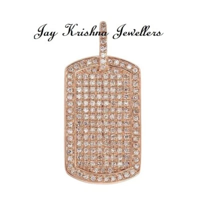 Pingente amuleto de ouro maciço 14K com etiqueta de cachorro, pingente delicado de diamante de laboratório corte quadrado - Imagem 1 de 3