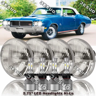 For Buick GS 455 1970-1972 Round 4pcs 5-3/4 5.75" inch Headlights Hi/Lo Beam - Image 1 of 4