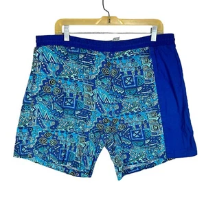Vintage 90s BASIC EDITIONS Mens Swim Trunks Large Shorts Surf Abstract Vaporwave - Picture 1 of 13