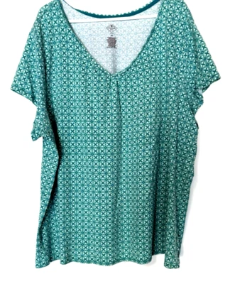 St. John’s Bay women’s Round Neck Short Sleeve Teal Shirt S-4X Foto 1 de 4