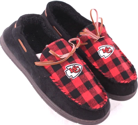 NEW FOCO Kansas City Chiefs Red Lace Up Slip On Moccasin Slipper Shoes Mens US 9 Cover