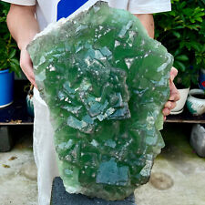 42LB Rare natural transparent gem Green Cube fluorite mineral specimen