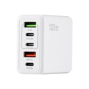 Cargador USB de 5 puertos tipo C QC3.0 bloque de carga carga rápida 120 W carga de pared - Imagen 1 de 7