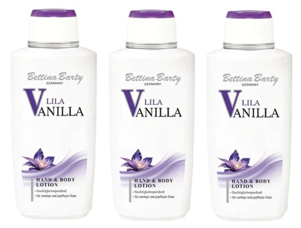 Bettina Barty LILA VANILLA Hand & Body Lotion 3 x 500 ml Sparpack OVP