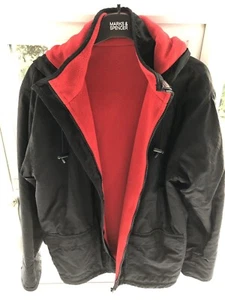 M&S Ladies Black & Red Fleece Reversible hoodie Coat Size 10 - Picture 1 of 7
