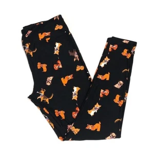LuLaRoe L/XL KIDS LEGGINGS BLACK DOG DOGS PAW BEAGLE FLAGS AMERICANA 19 JULY 4TH - Picture 1 of 5