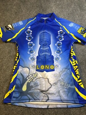 Camiseta Feminina de Ciclismo Primal M Azul Lono Bike Funciona Gráfico Kona Havaí - Imagem 1 de 4