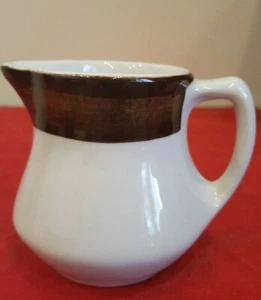 Vintage Shenango China Small Off White with Brown Band Creamer Syrup - Picture 1 of 5