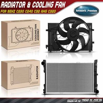 2x Kit de montaje de radiador y ventilador de refrigeración para Mercedes-Benz C230 C240 C32 AMG C320 Foto 1 de 4