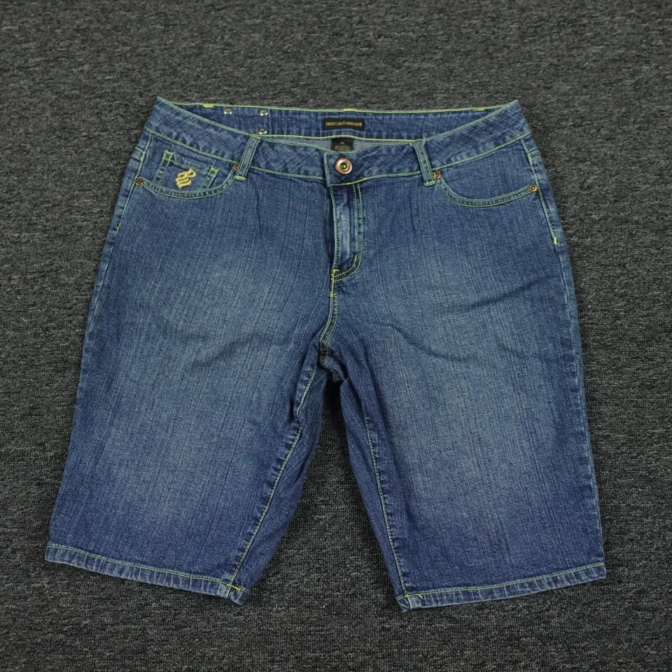 Rocawear Shorts Womens 16 Blue Denim Jean Vintage Outdoors Casual Ladies - Image 1 of 4