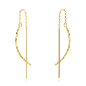 14K Gold Threader Earrings for Women Real Gold long chain earrings Solid Gold... - Picture 1 of 6