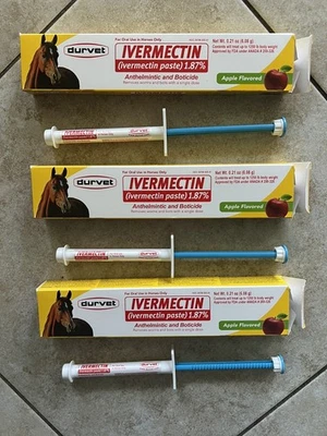 DURVET 3 Pack Authentic Paste Horse Dewormer Apple Flavor Exp Sept 2027