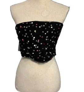 Philosophy di Lorenzo Serafini Gr. 2 schwarz bunt gepunktet Bustier Tüll Top - Bild 1 von 14