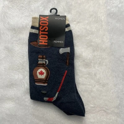 NUEVO Hot Sox Mujer’s Crew Calcetines Talla 9-11 Canadá Jarabe Hockey Diversión Foto 1 de 4