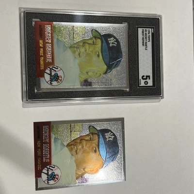 1996 TOPPS FINEST REPRINT #3 LOT 1953 MICKEY MANTLE 1 GRADED SGC 5 & 1 UNGRADED - Image 1 of 4