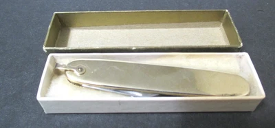 Винтажный золотистый 2 лезвия США карманный нож ручка нож брелок с коробкой NR - Изображение 1 из 4