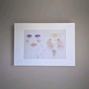 Cat Lady by Blink Friction Original Poster Art Mixed Media Whiskers Feminine - Picture 1 of 8