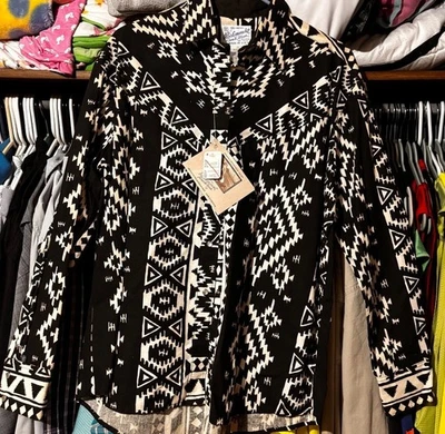 Rockmount Ranch Wear Western Shirt Black & Beige Pearl Snap Large LG NWT - Image 1 of 4