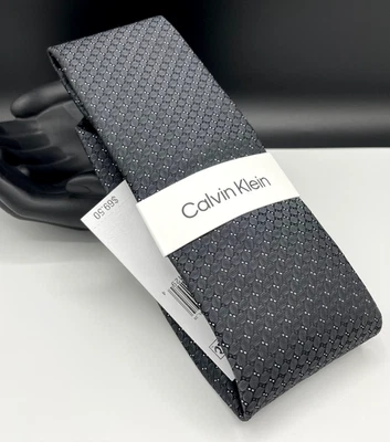 Corbata de mezcla de seda para hombre Calvin Klein ~ negra ~ geométrica ~ nueva precio de venta sugerido por el fabricante: 69,50 USD Foto 1 de 3