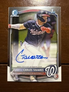 2025 Bowman Chrome - Prospect Autographs Carlos Tavares, #CPA-CT Nationals  - Picture 1 of 5