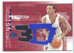 2003-2004 Triple Dimensions Caron Butler 3-D Miami tarjeta de calentamiento global #619/999 - Imagen 1 de 2