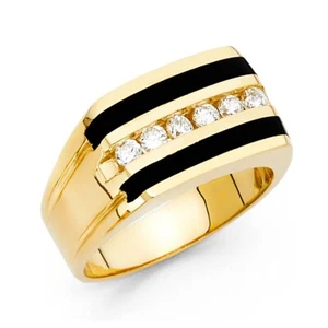 GOLD - 14K Yellow Gold Onyx Men s Ring - Picture 1 of 3