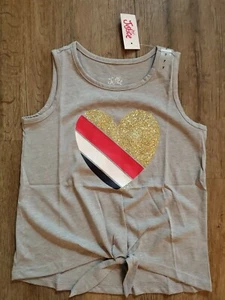 NWT Justice For Girls Shirt Size 7 tank bling heart spring summer glitter NEW - Picture 1 of 4