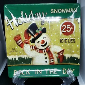 Muñeco de Nieve Navidad Icicles Plato 6.5" Kimberly Poloson Arte - Imagen 1 de 3