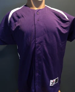 BRAND NEW ALLESON ATHLETIC BUTTON SHIRT JERSEY PURPLE WHITE YOUTH L LARGE - Picture 1 of 2