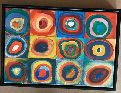 Cuadrados con círculos concéntricos lienzo arte de pared impresión de Kandinsky NUEVO envío incluido Foto 1 de 3